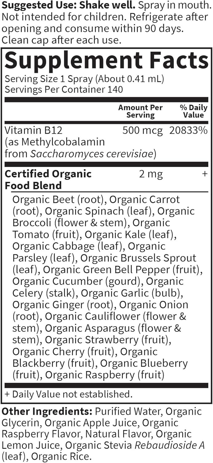 Suplemento de B12 orgánico de Garden of Life, energía 2oz