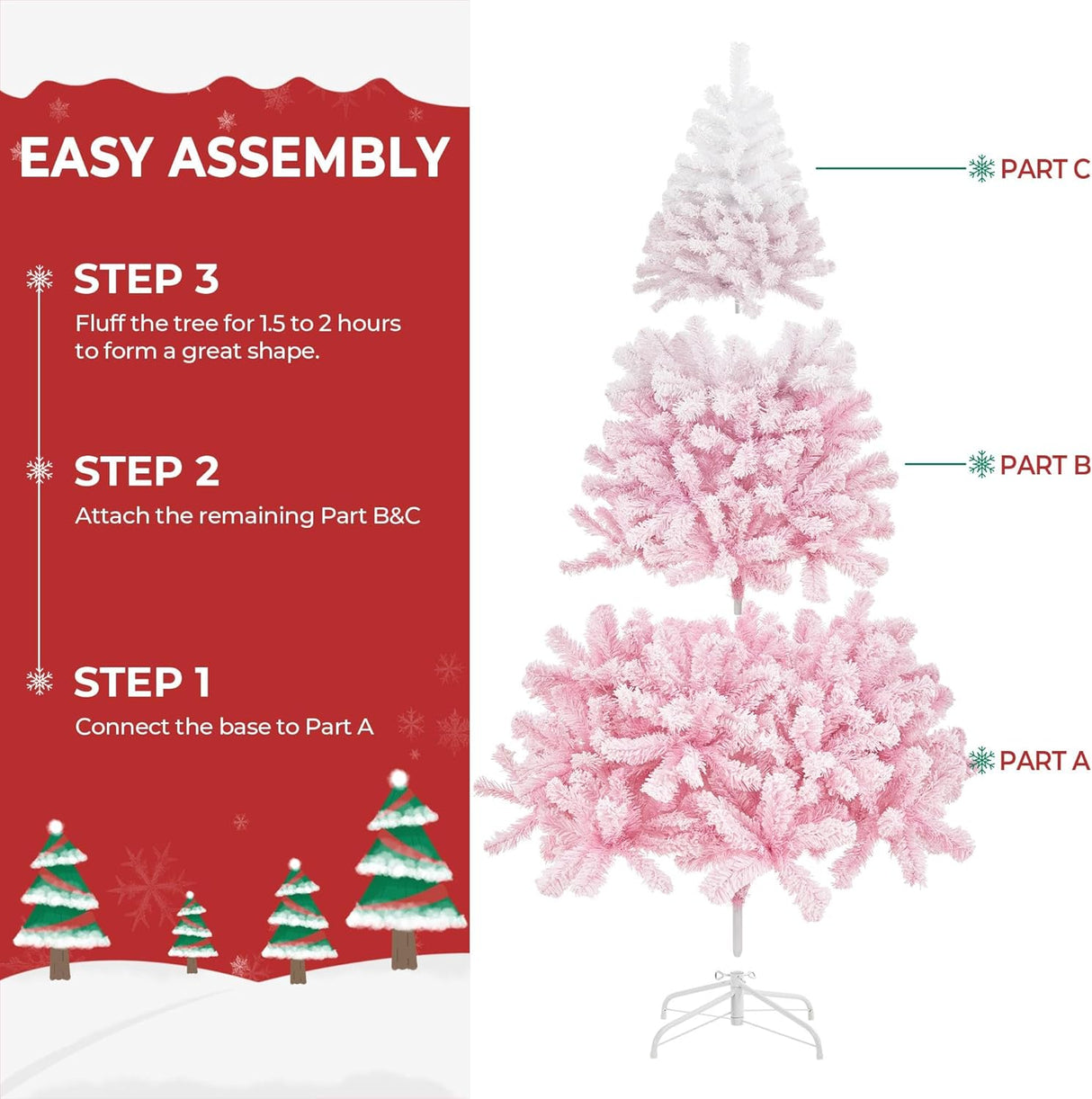 Árbol de Navidad Artificial Yaheetech 7.5ft Con Puntas Nevadas