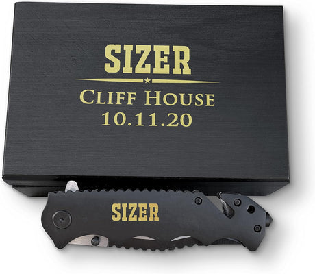 Cuchillo clásico personalizable personal con caja de madera
