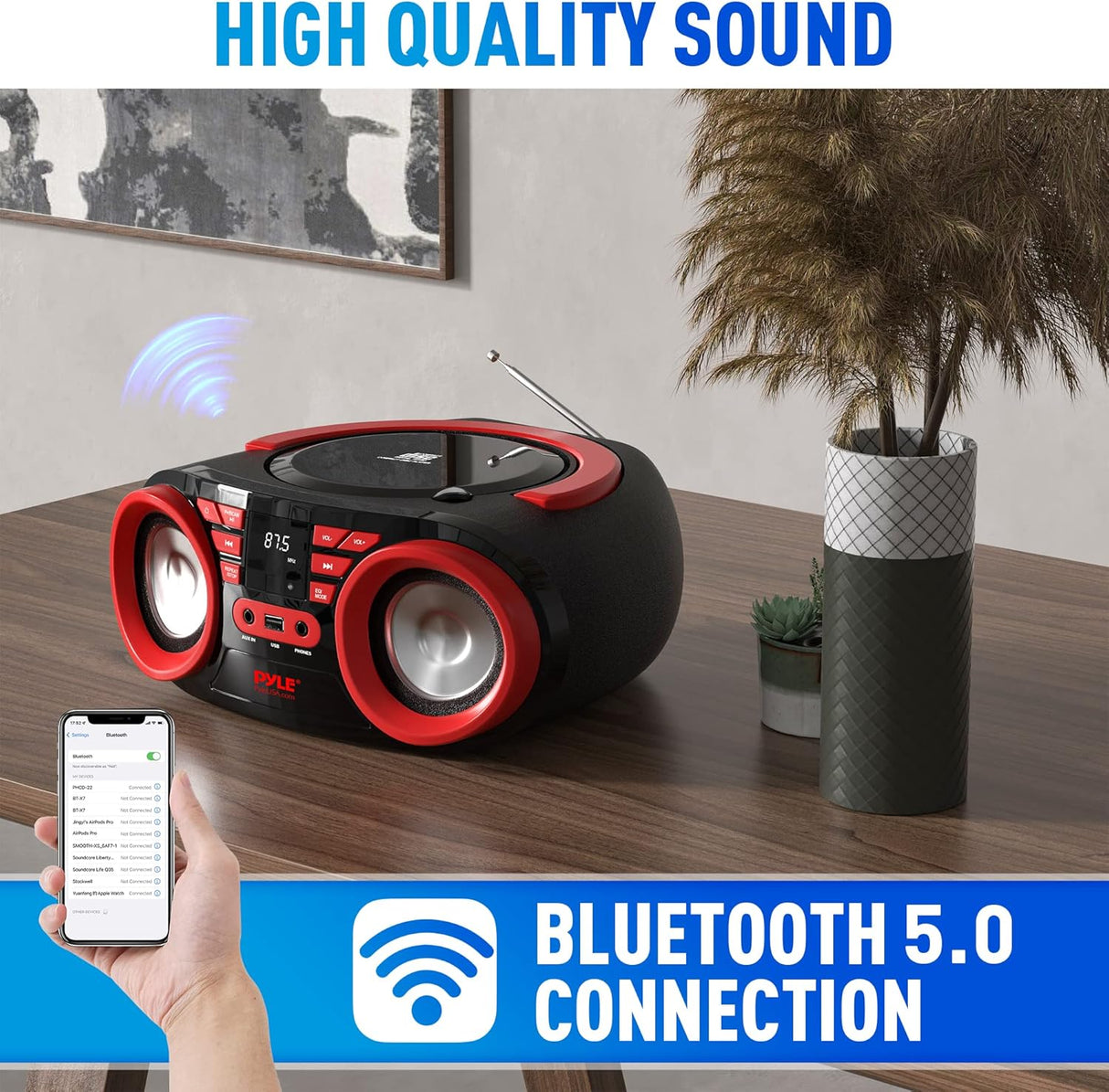 Reproductor de CD portátil Bluetooth PYLE-HOME PHCD22