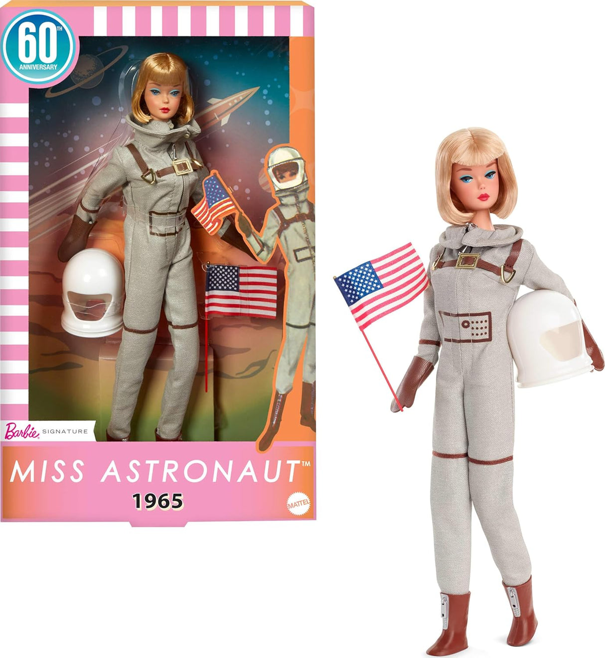 Muñeca Barbie Astronauta Coleccionista Con Traje Plateado, Accesorios, 1965