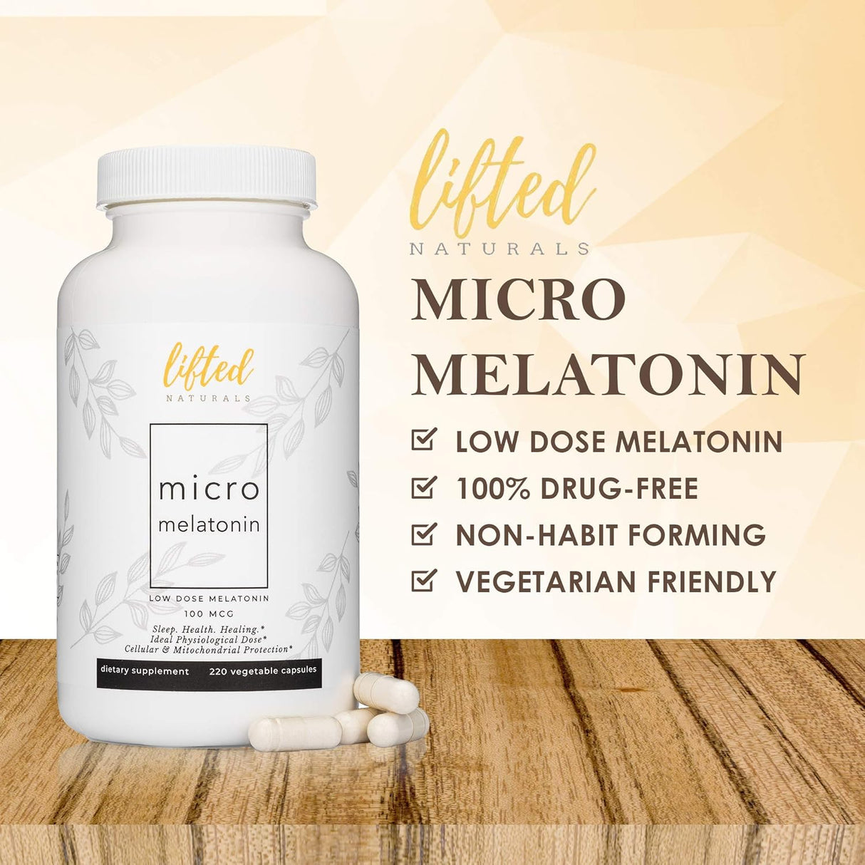 Melatonina Micro Lifted Naturals 220 Cápsulas 100 mcg Veganas