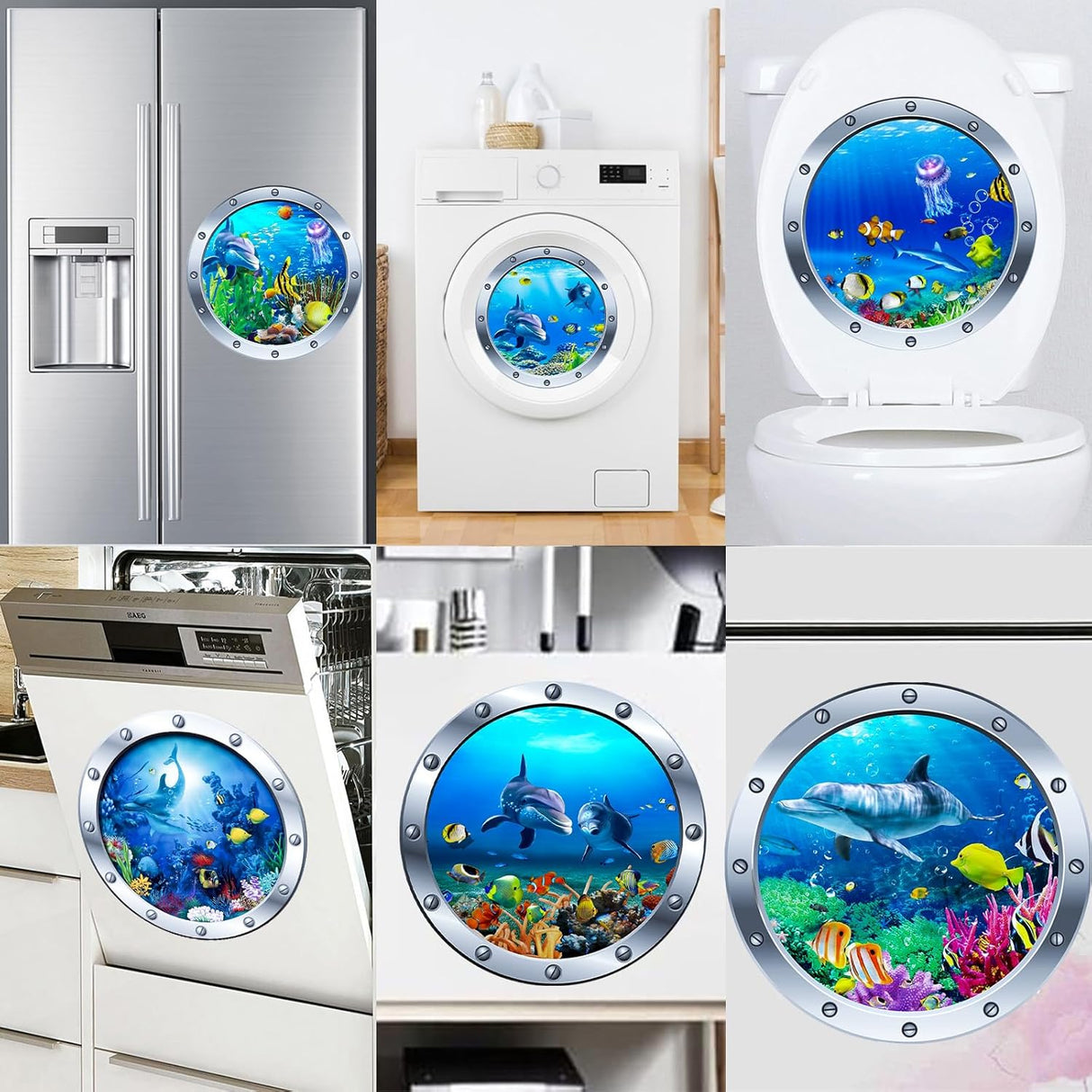 9 Piezas Stickers de Pared Ocean World, Vinilo Adhesivo 3D