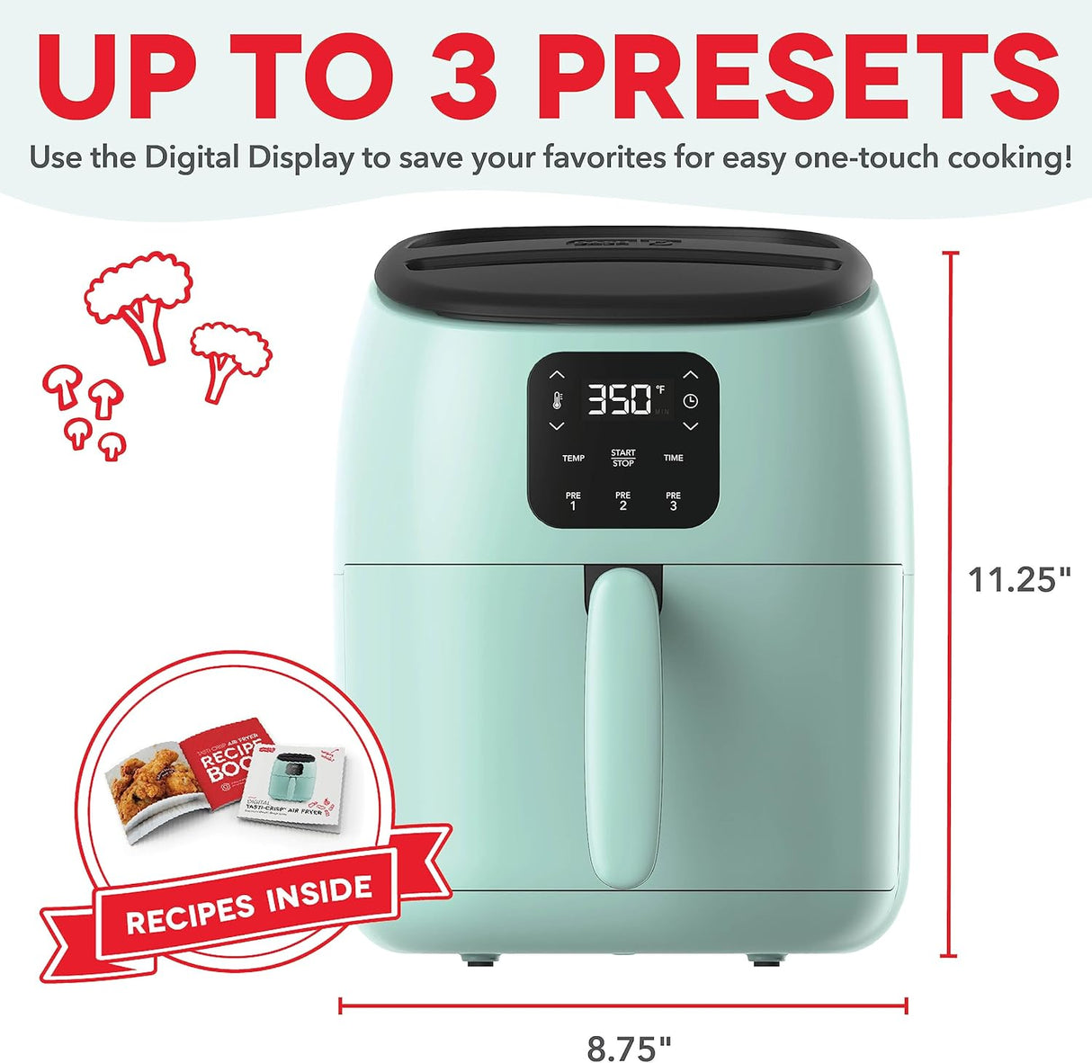 Freidora de Aire DASH Tasti-Crisp™ 2.6 Qt. Digital 1000W