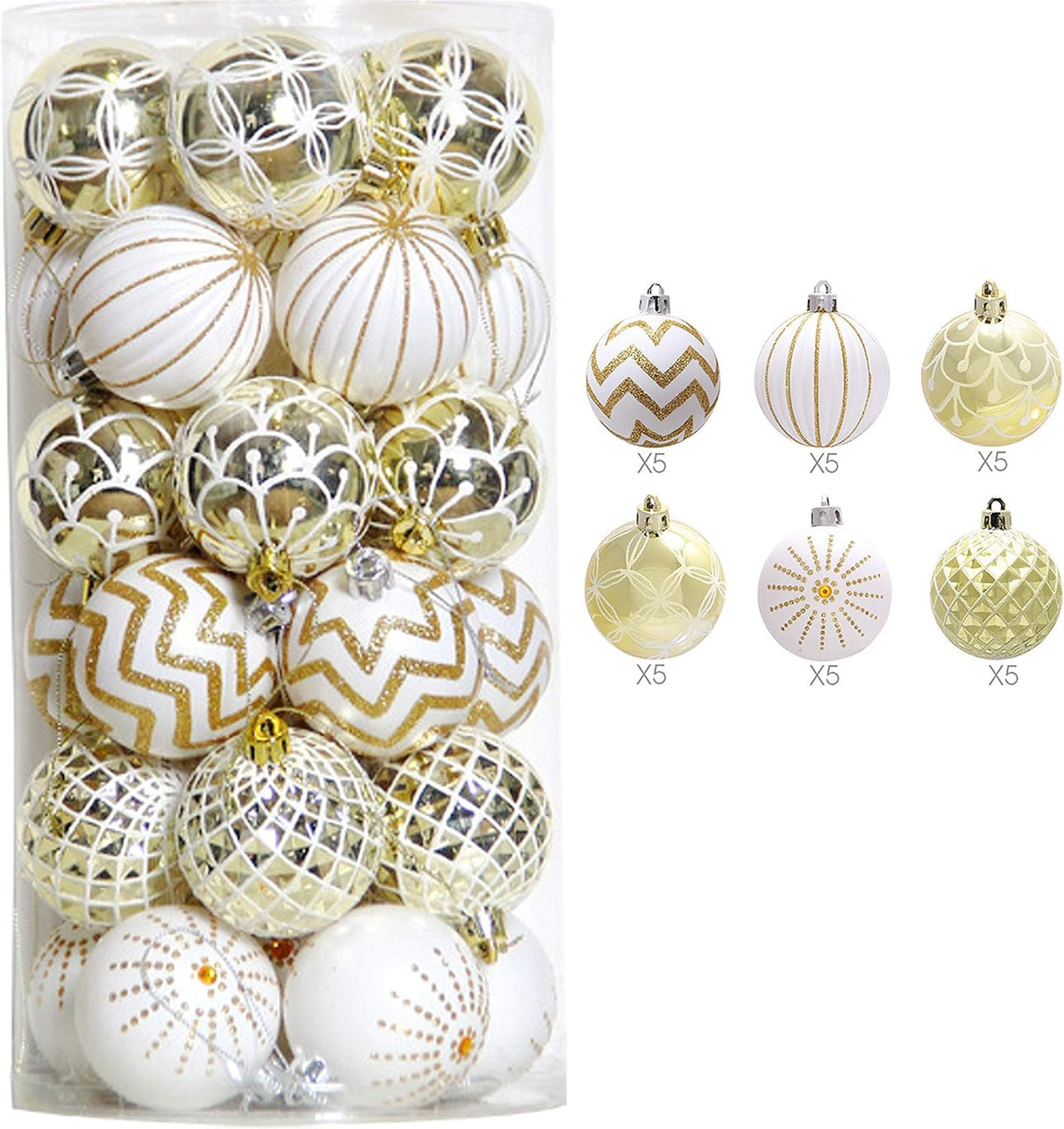 30PCS Adornos Navideños, Shatterproof, 60MM, Modelo: Navidad