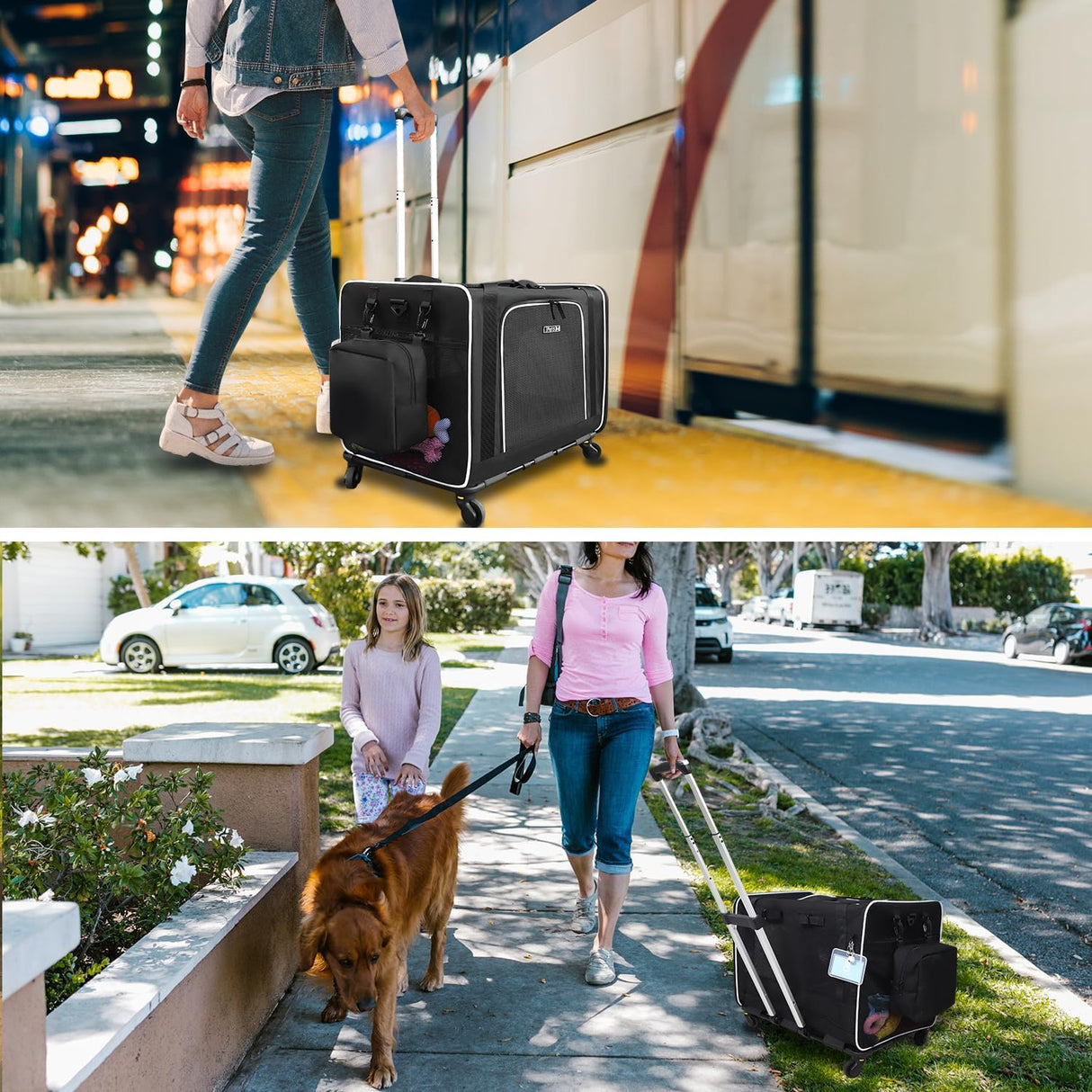 Transportadora Extra Grande con Ruedas Petskd, 24x17x17