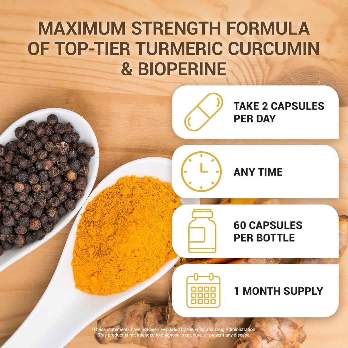 Suplemento de Curcumina y Bioperina 95% Curcuminoides