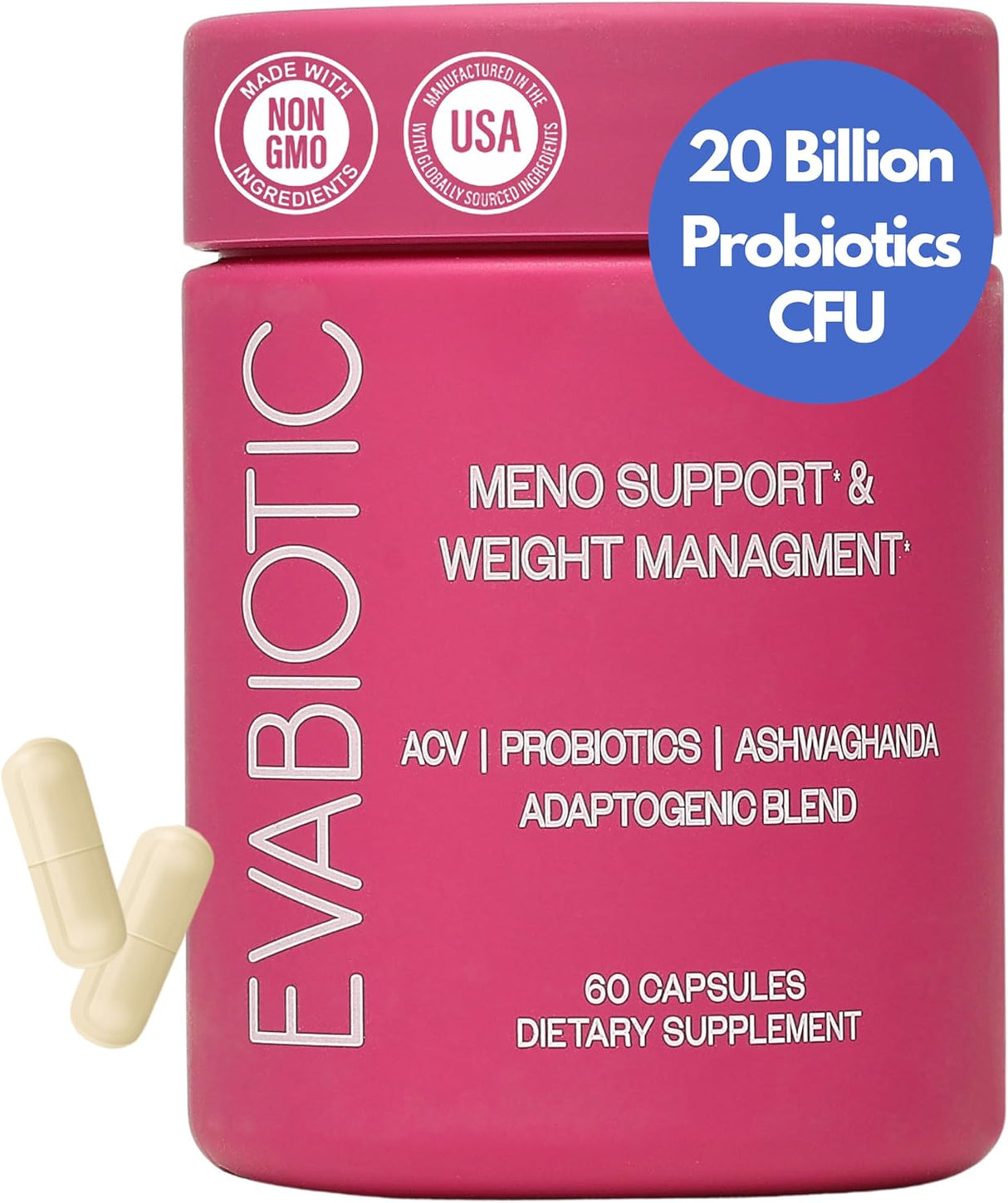 Menopausia Completa Vegana - Ashwagandha, Probióticos, ACV, 60 Caps