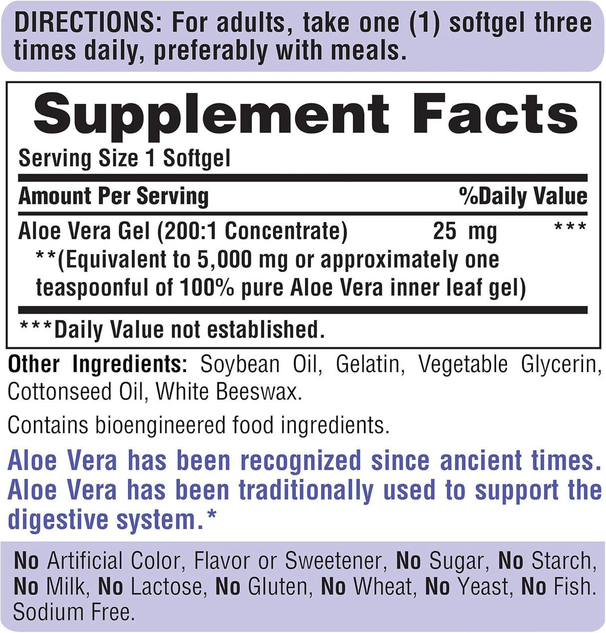 Suplementos extracto de aloe vera de 25 mg Cápsulas  5000 mg