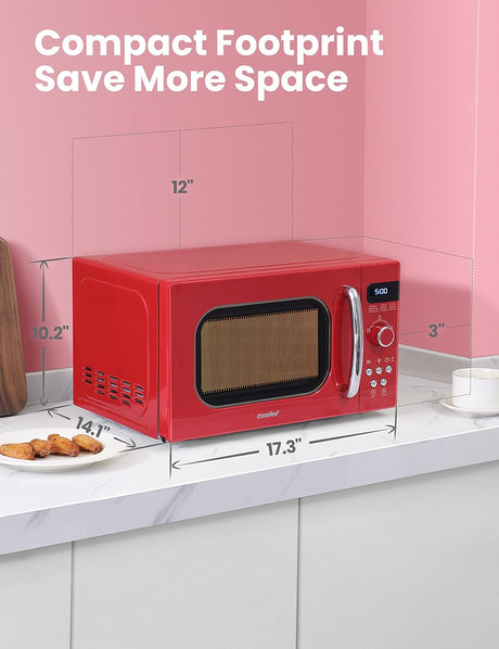 Microondas Retro COMFEE', 0.7 Cu Ft, 700W, 9 Menús, AM720C2RA-R