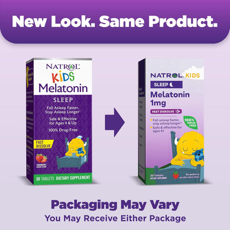 Melatonina Natrol Kids 1 mg, 30 tabletas de sueño, sabor fresa