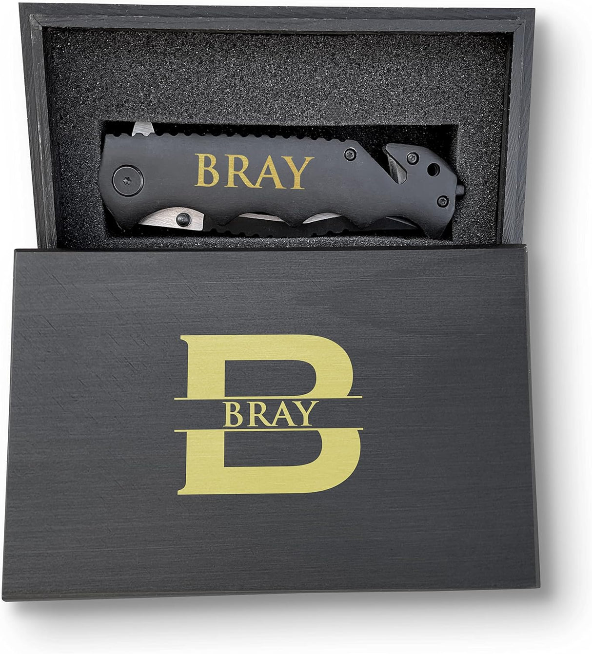 Cuchillo Premium personalizado con caja de madera, negro