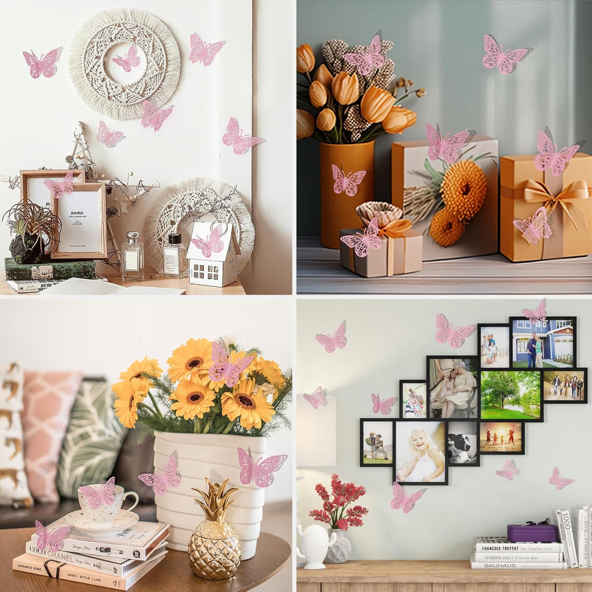 Decoración de mariposas 3D 72 Pcs Crosize para habitaciones