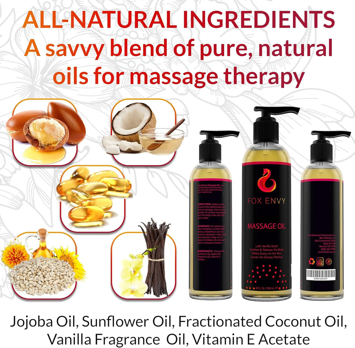 Aceite de masaje corporal para terapia de masaje Fox Envy