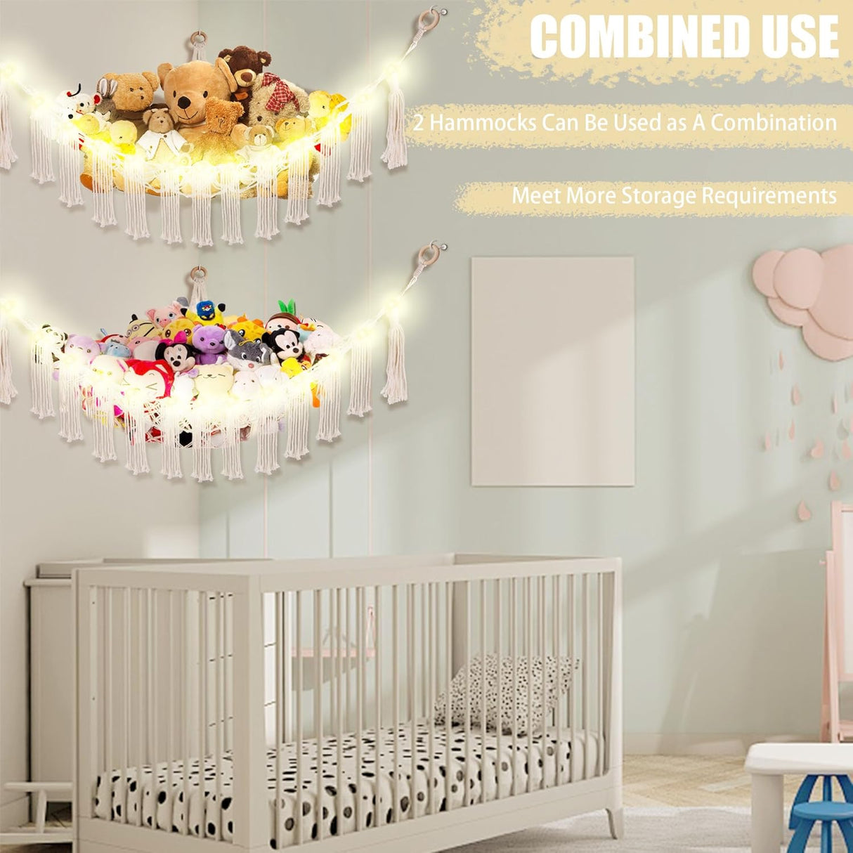Hamaca para Peluches con Luz LED, Almacenaje para Niños