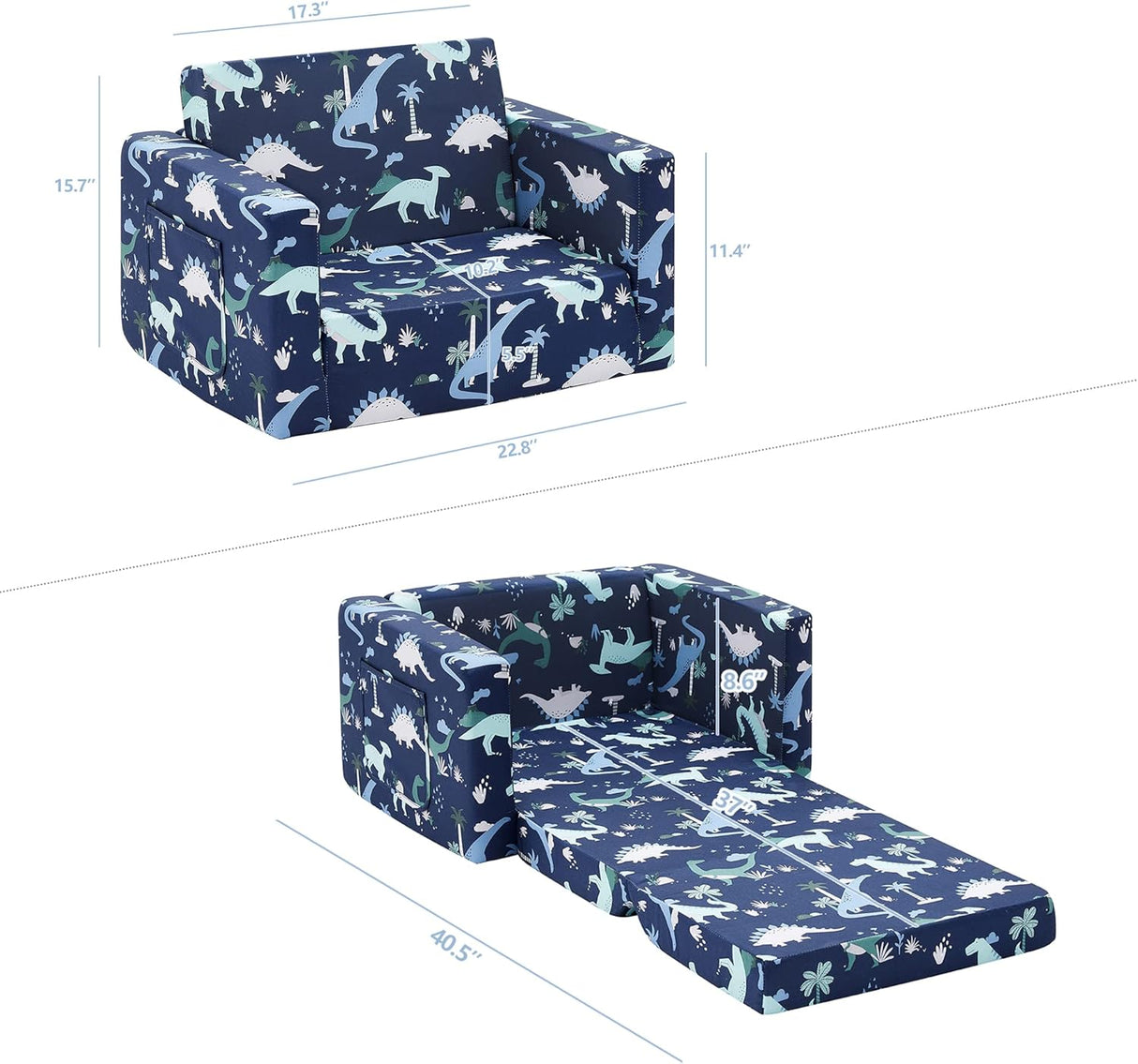 Silla infantil convertible en cama con relleno para niños