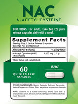 NAC Nature's Truth 1200mg Cápsulas 60 N-Acetil Cisteína