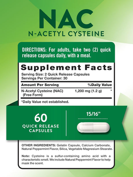 NAC Nature's Truth 1200mg Cápsulas 60 N-Acetil Cisteína