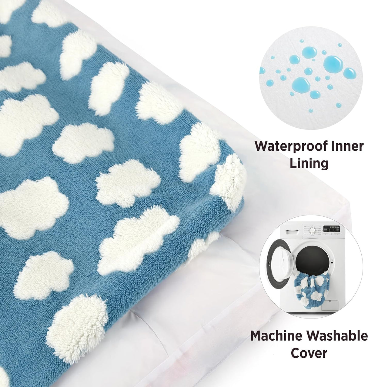 Cama para perros de espuma triturada gruesa para perros azul