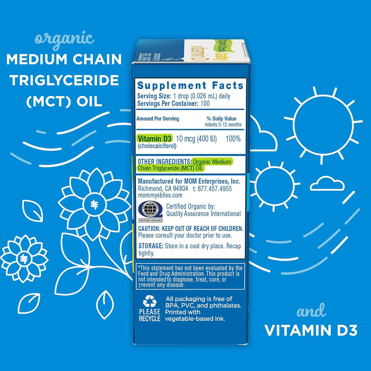 Suplementos Alimenticios  Gotas orgánicas  vitamina D 324ml