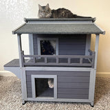 Casa para Gatos Feral, Wooden Kitty, Impermeable, Modelo Balcón