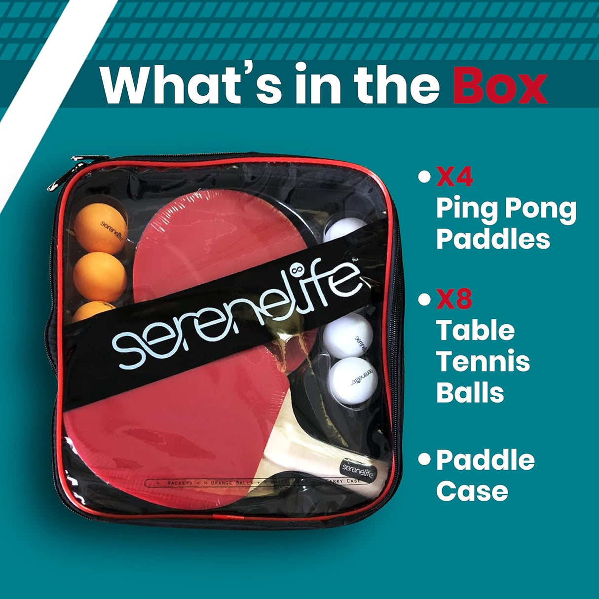 Raquetas de Tenis de Mesa juego de 4 SERENELIFE SLPPRAC