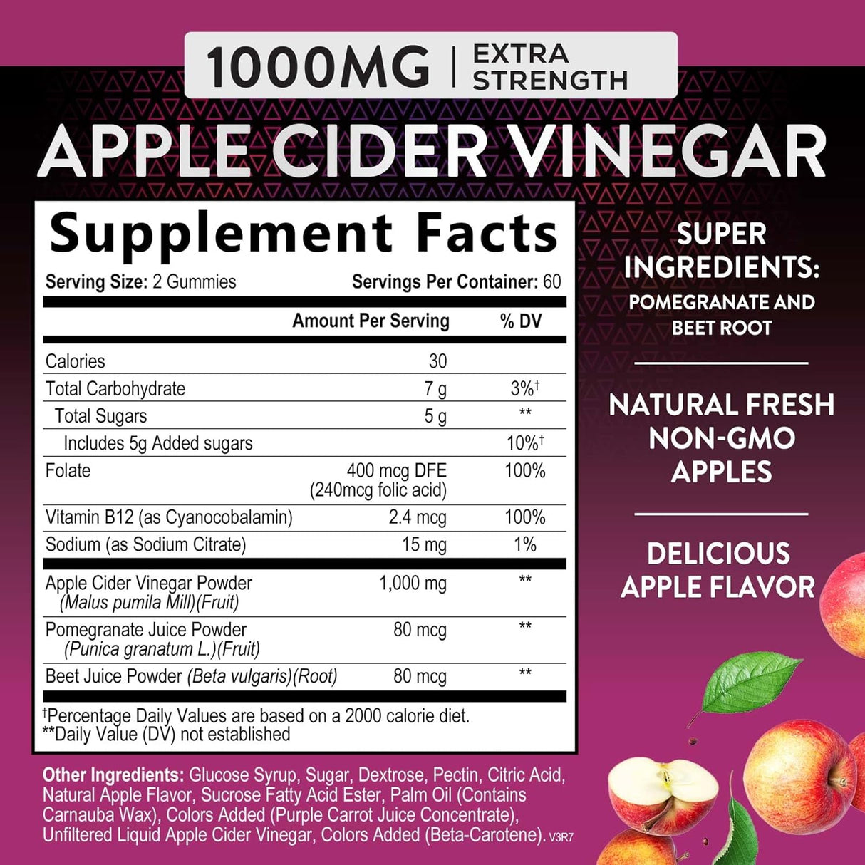 Suplemento Nature's Nutrition Gomitas de vinagre de manzana