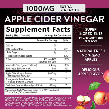 Suplemento Nature's Nutrition Gomitas de vinagre de manzana