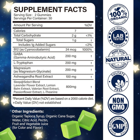 Suplemento gomitas de ayuda para dormir  para adultos  GABA