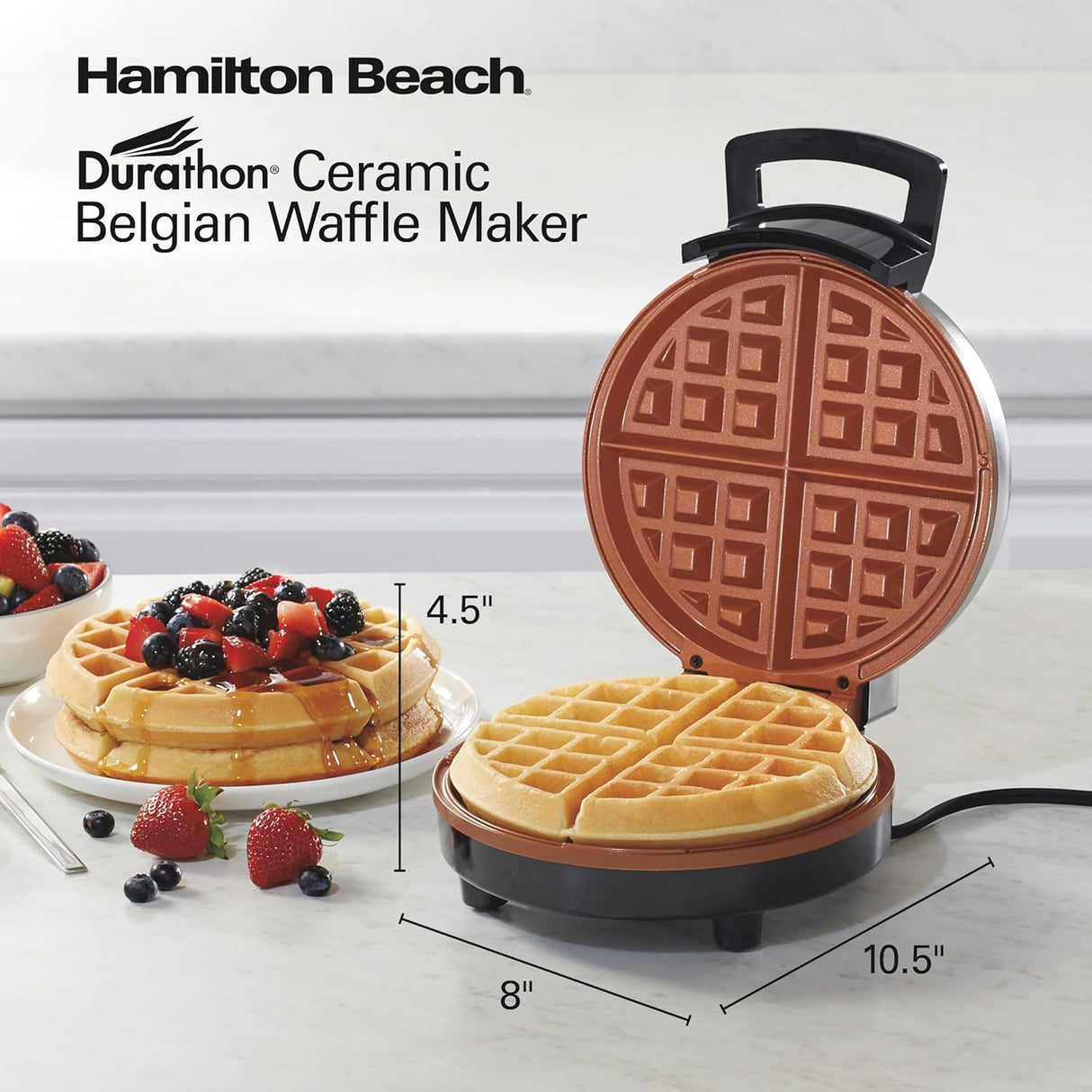 Waflera Belgian Hamilton Beach, Cerámica Antiadherente, 26081