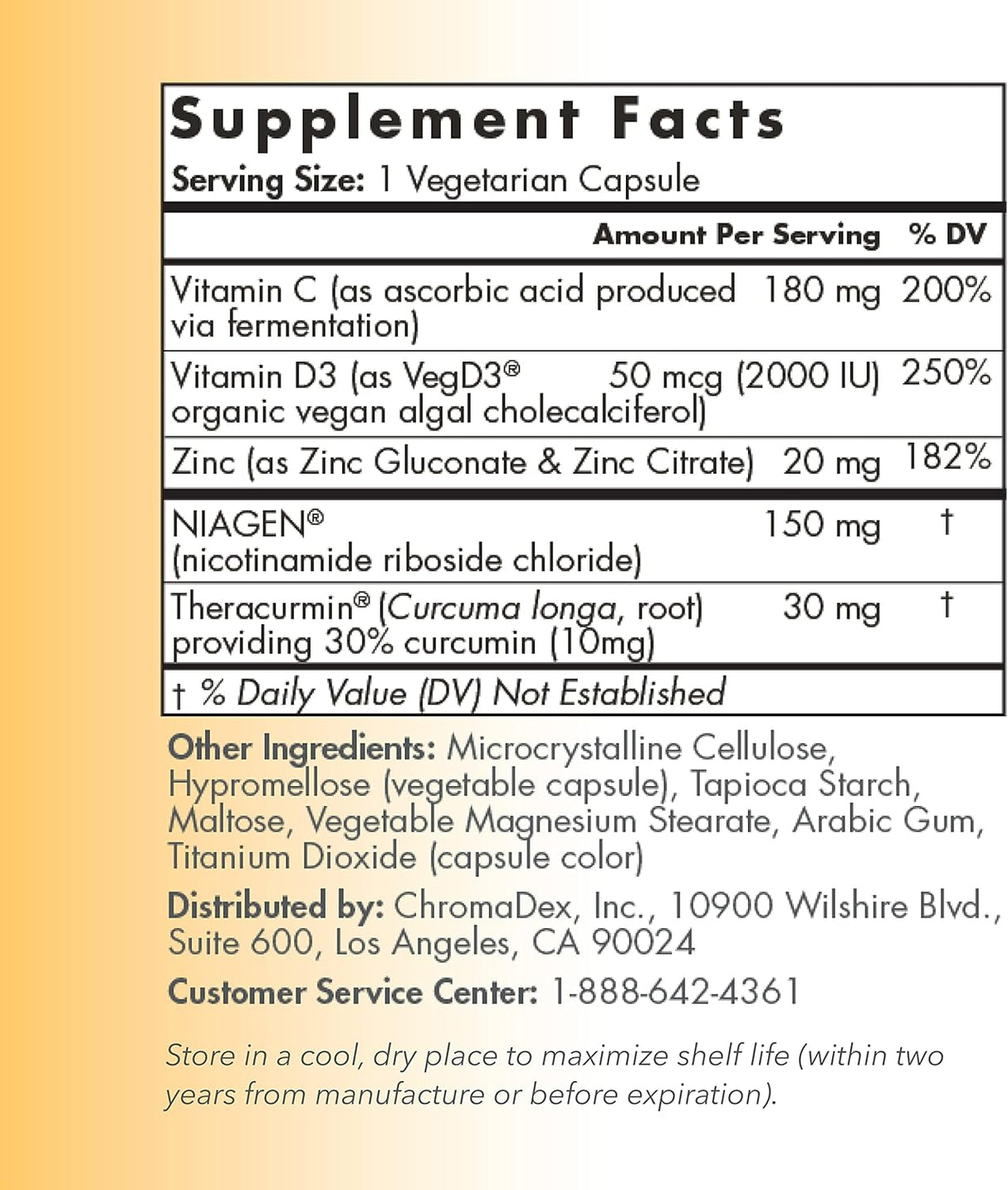 Suplemento Trun Niagen apoyo inmunológico Vitamina C 60und