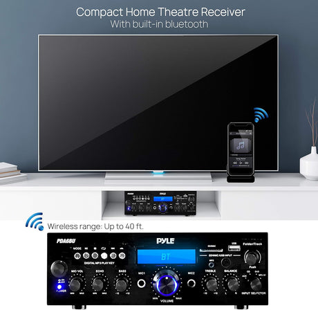 Amplificador de potencia inalámbrico PYLE-HOME PDA6BU.6