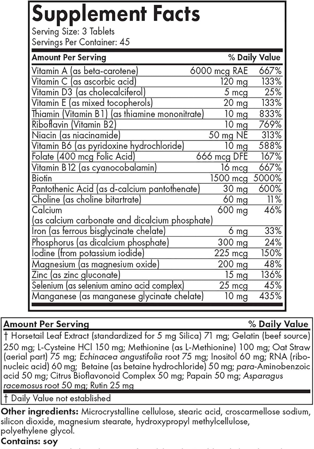 Multivitamínico para cabello, piel y uñas Futurebiotics, 135 tab.