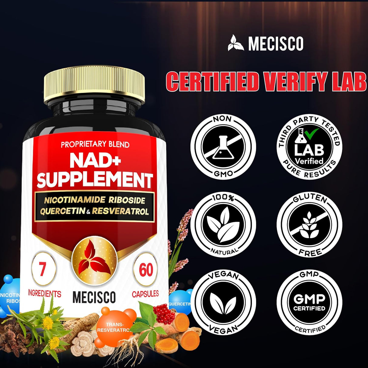 Suplemento NAD+ con Nicotinamida Ribósido - Vitalidad 60 Caps