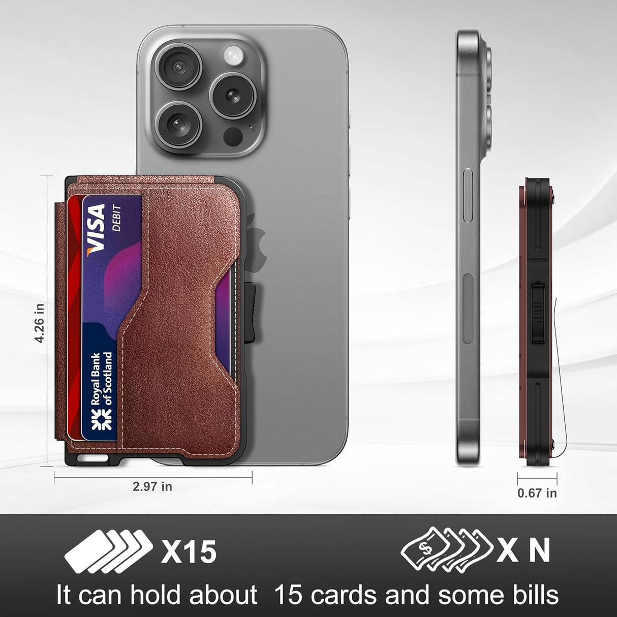 Tarjetero para Hombre, RFID, Ecológico, con Clip y Bifold
