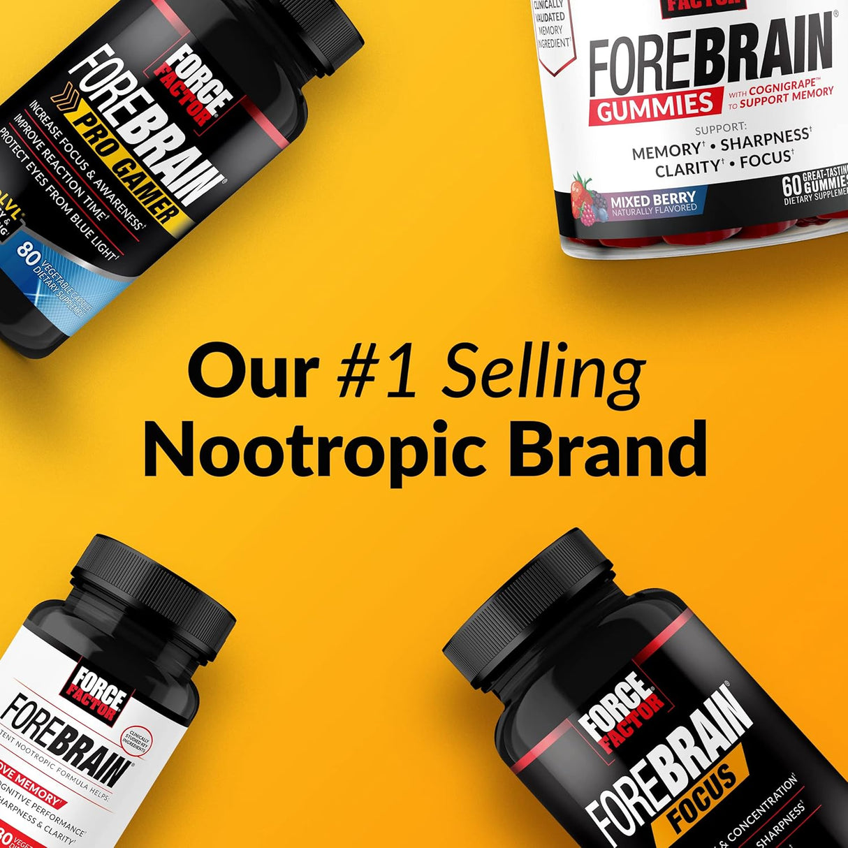 Force Factor Forebrain Focus Suplemento Nootrópico 180 cápsulas