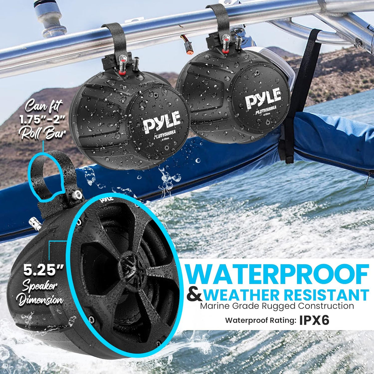 Parlantes todoterreno impermeables PYLE PLUTV58BKA