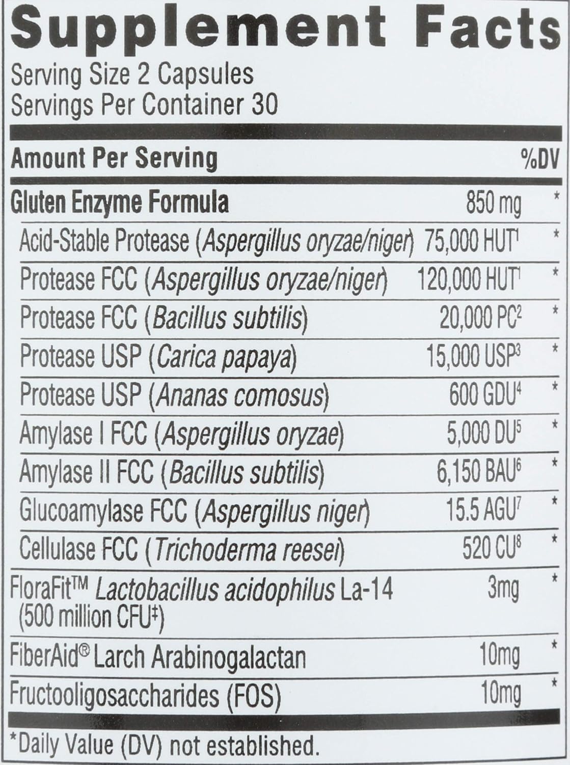 Suplemento enzimas digestivas de gluten 60 unidades