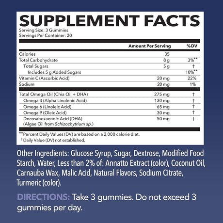 Gomitas Omega 3-6-9 + DHA Vegetarianas Apoyo Integral Adultos