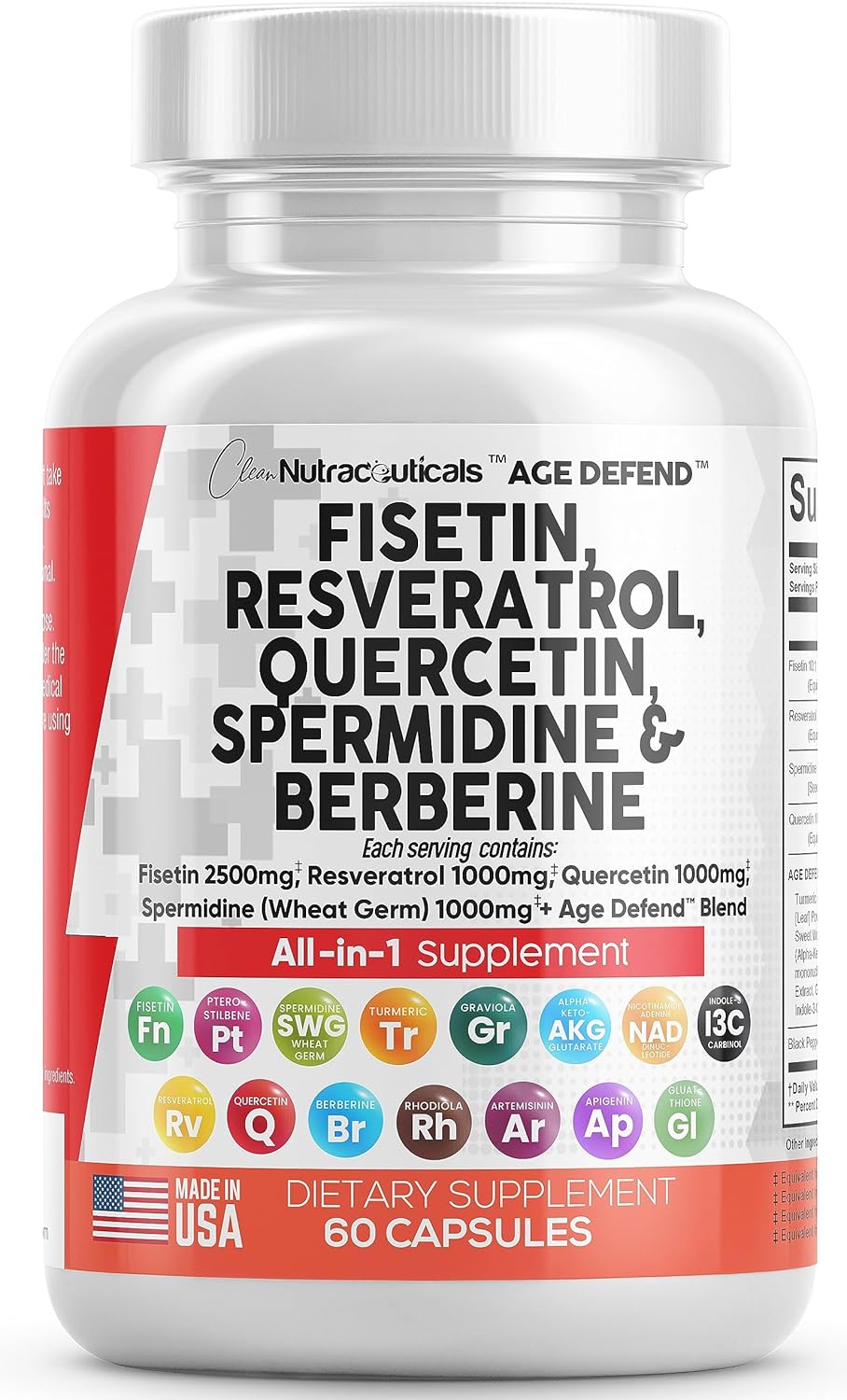 Suplementos Fisetin 2500mg Quercetin 1000mg Resveratrol