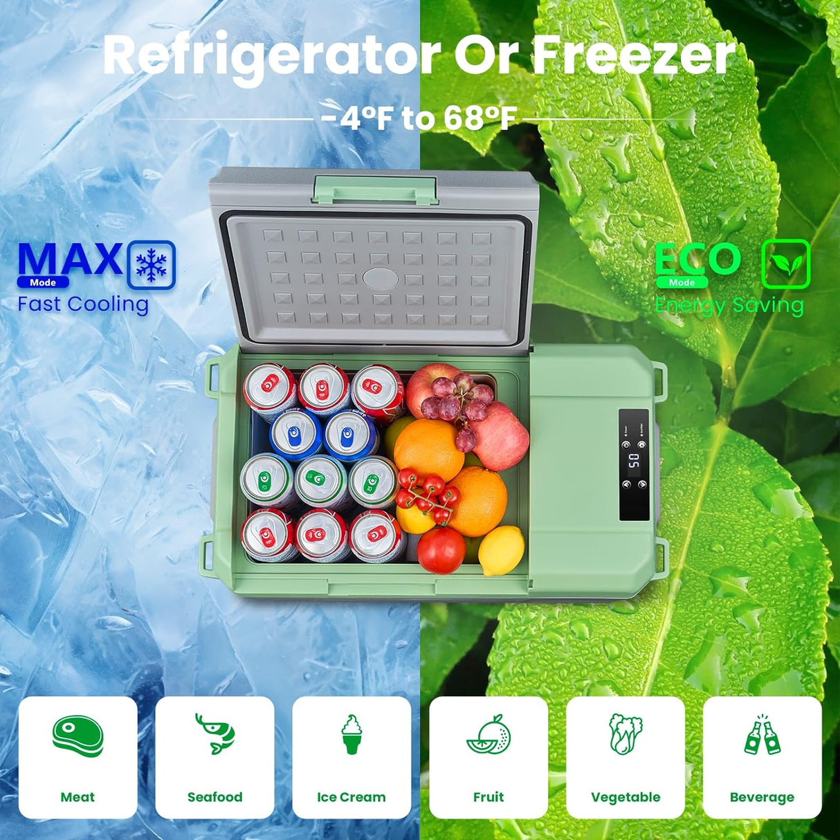 Refrigerador de coche de 12 voltios 4℉-68℉ congelador