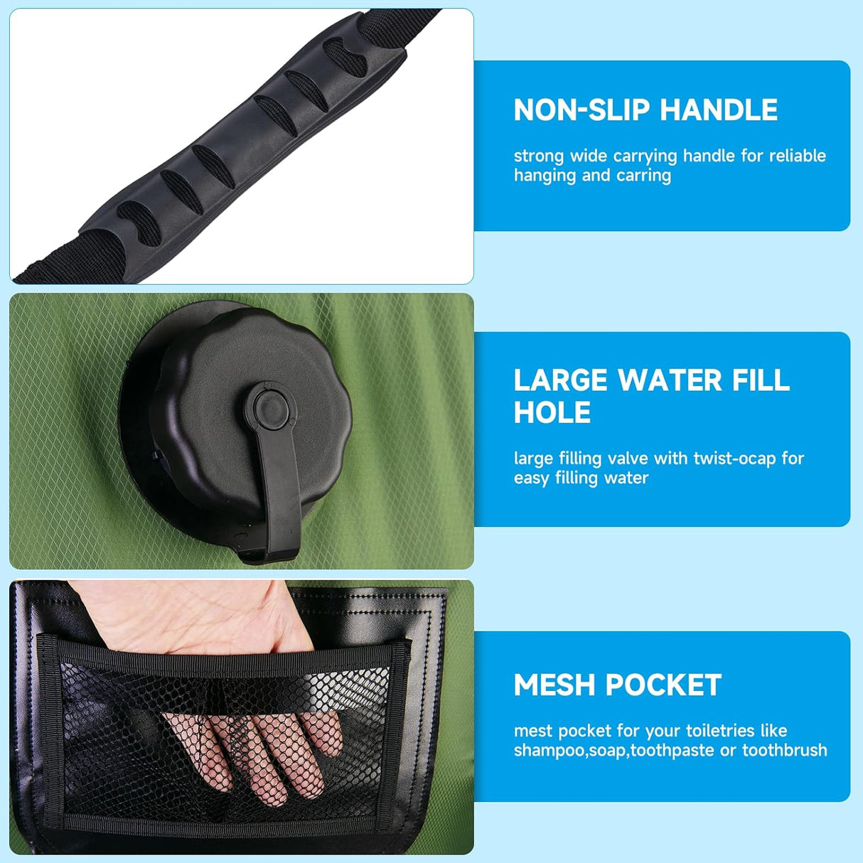Ducha Solar Portátil para Camping con Cabezal Extraíble