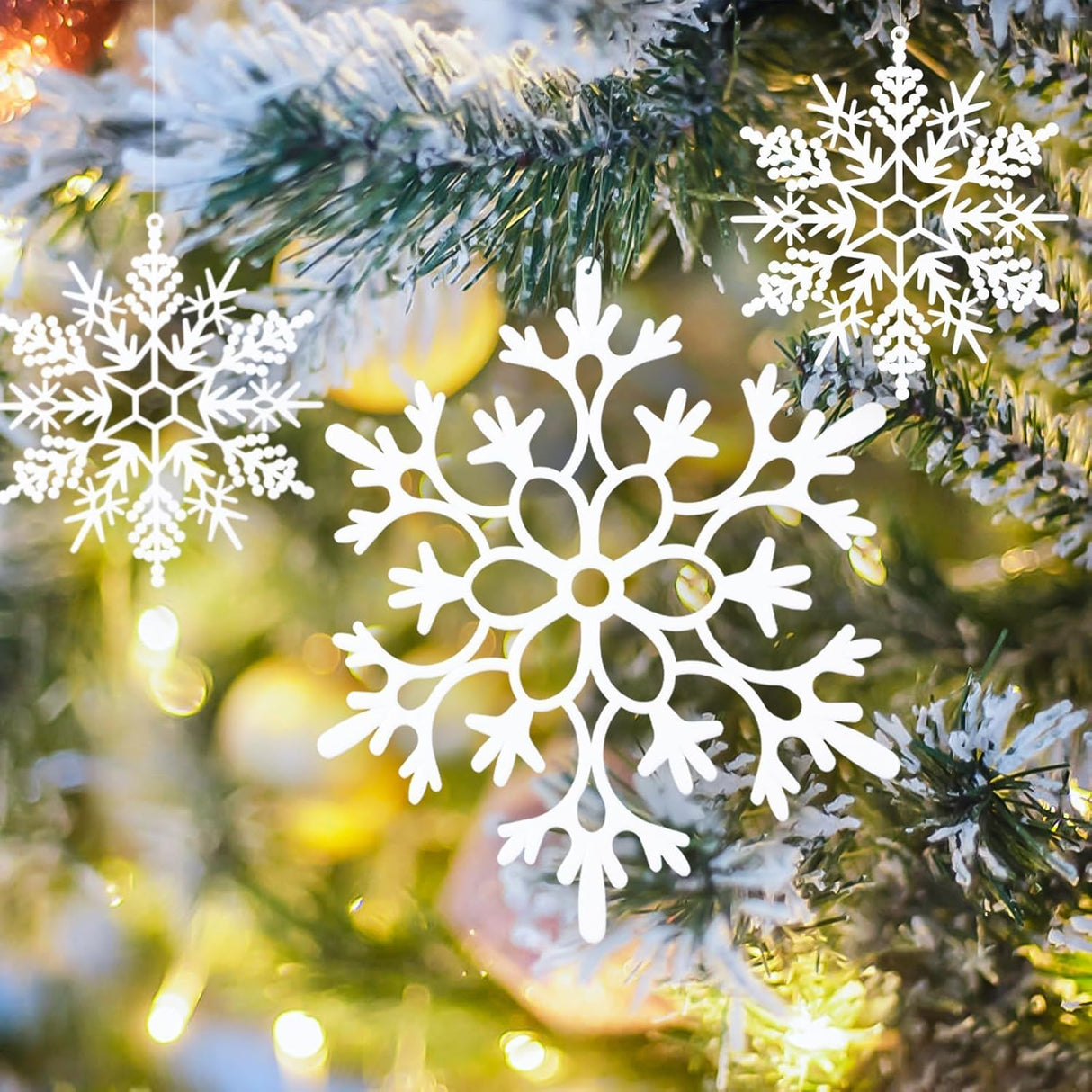 ADecoración Invierno adorno Exterior 12pcs Copos de Nieve Grandes