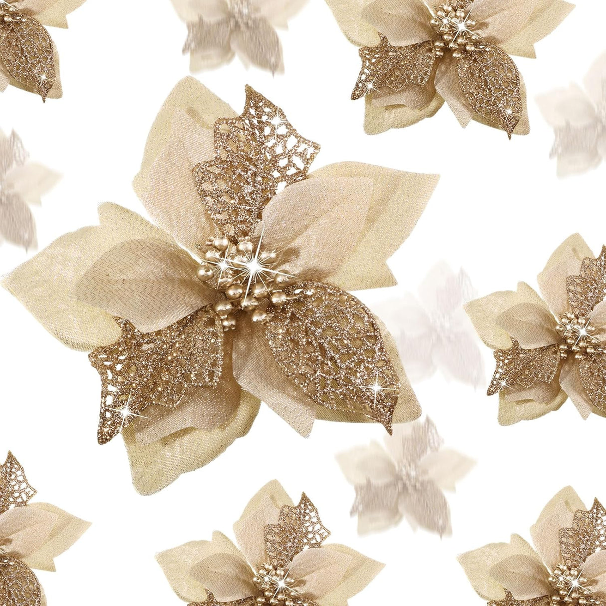 Flores Artificiales de Poinsettia WILLBOND 36 Piezas Decorativas