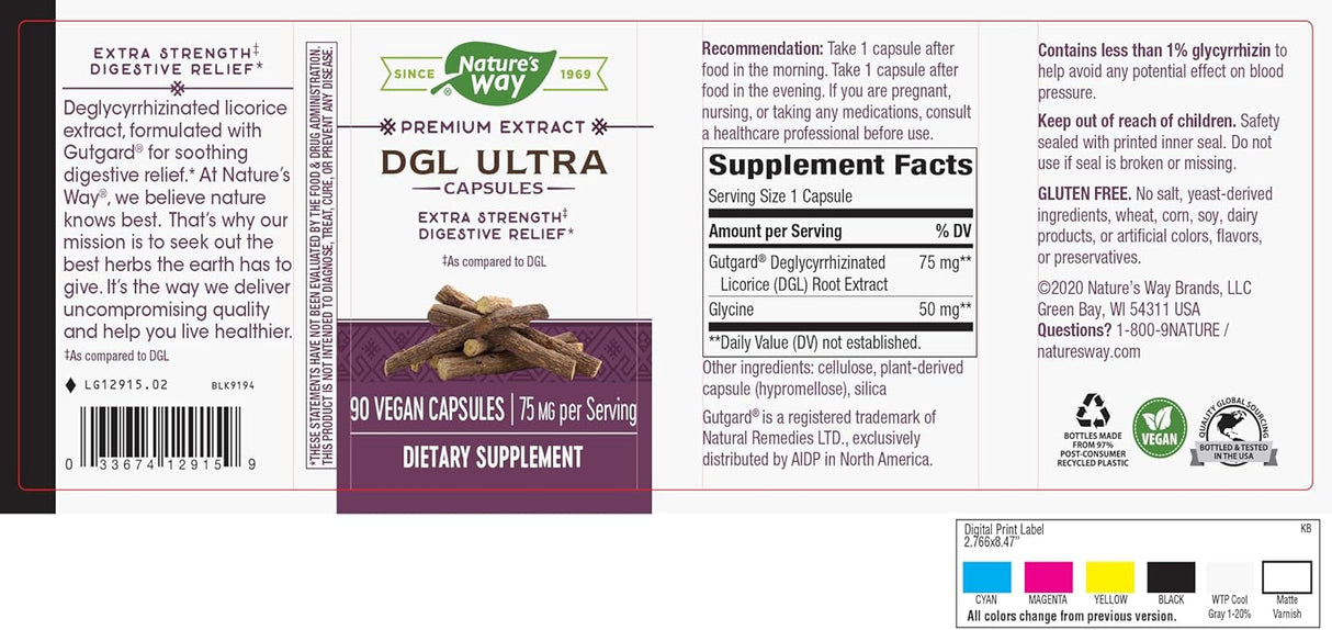 DGL Ultra Extracto de Regaliz - Nature's Way - 90 Cápsulas Veganas