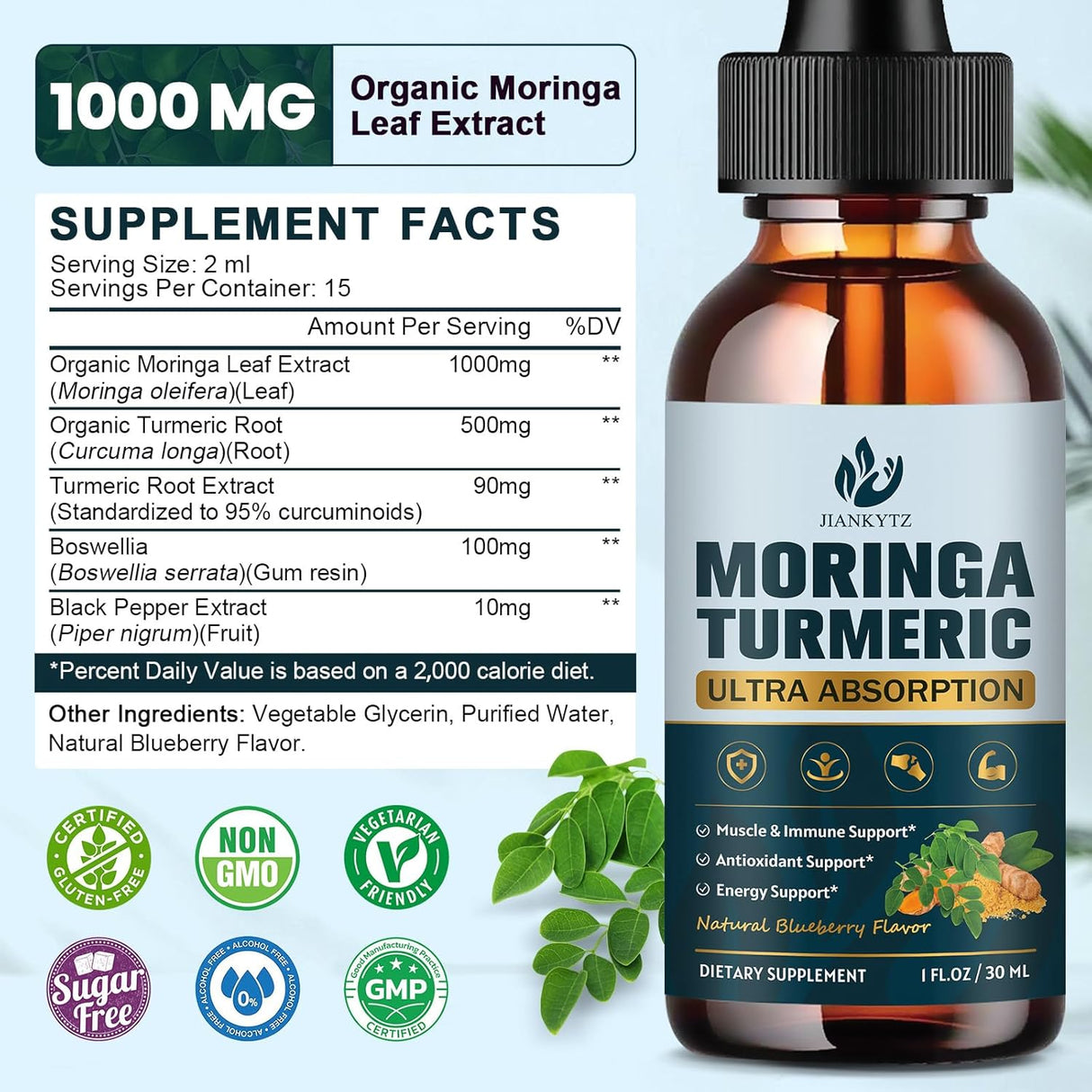 Moringa Orgánico Líquido 2pack Energía y Antiox 1oz