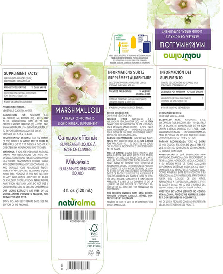 Suplementos Naturalma Malvavisco  Tintura sin alcohol 4  oz