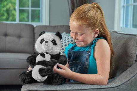 Mamá y bebé panda de peluche, juguete de peluche