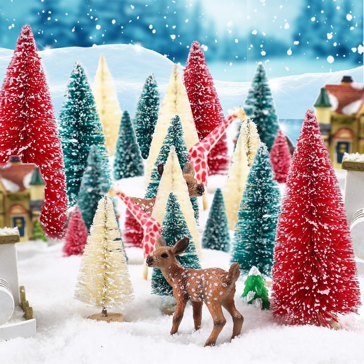 Mini Árboles de Navidad Artificiales 24 Pcs, Decoración Festiva