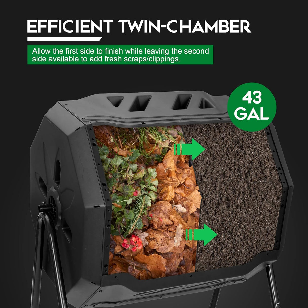 Compostador Doble F2C 43 Galones, Acero, Puertas Deslizantes